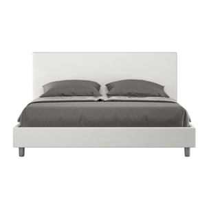 Cama sin somier acolchada 160x190 cuero sintético blanco Naspy