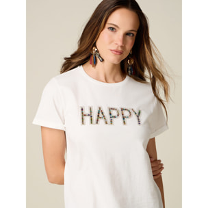 Oltre - T-shirt con applicazione lettering - Bianco