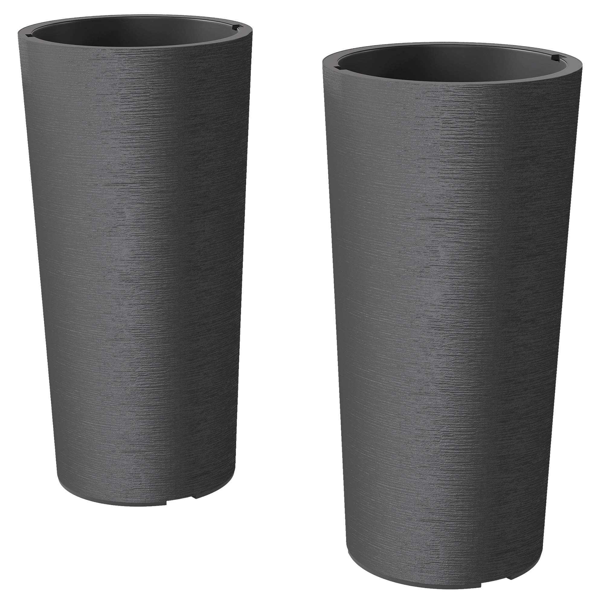 Lot de 2 pots de fleur design dia.35x60cm plastique anthracite