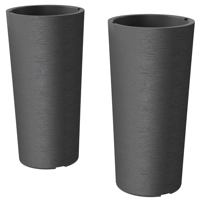 Lot de 2 pots de fleur design dia.35x60cm plastique anthracite