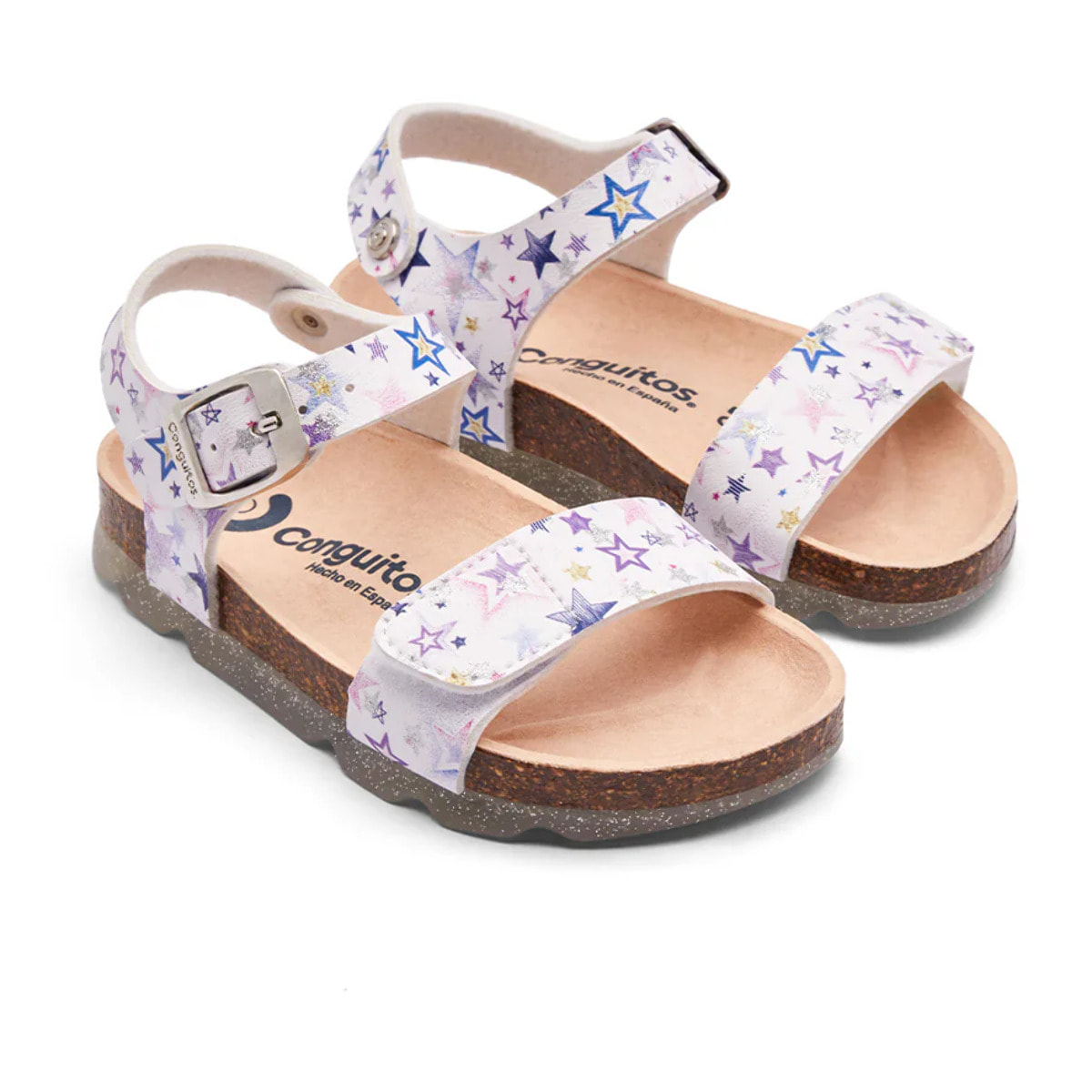 Sandalias Niña Cierre Hebilla Estampado Estrellas Multicolor
