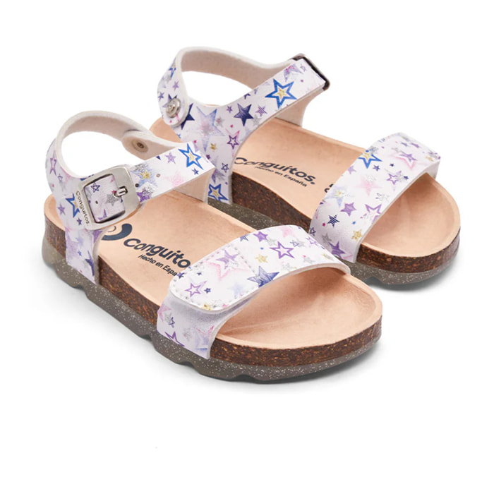 Sandalias Niña Cierre Hebilla Estampado Estrellas Multicolor
