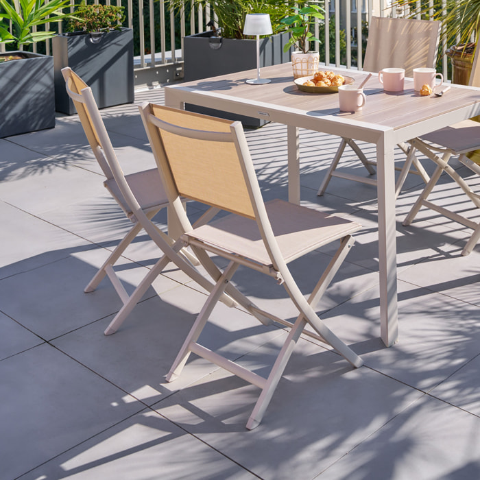 Lot de 4 chaises de jardin pliantes "Essentia" argile