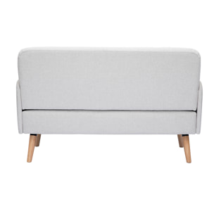 Canapé scandinave 2 places en tissu effet velours texturé beige et bois clair ISKO