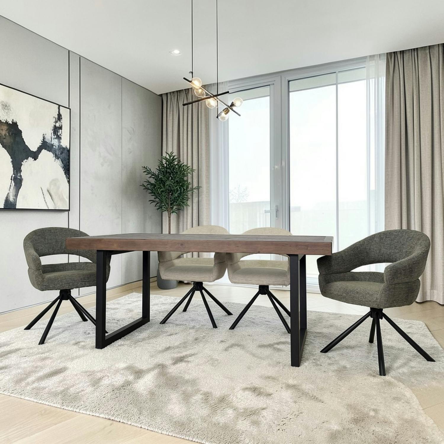 Table à manger bois brun recyclé 180 cm SAMOA