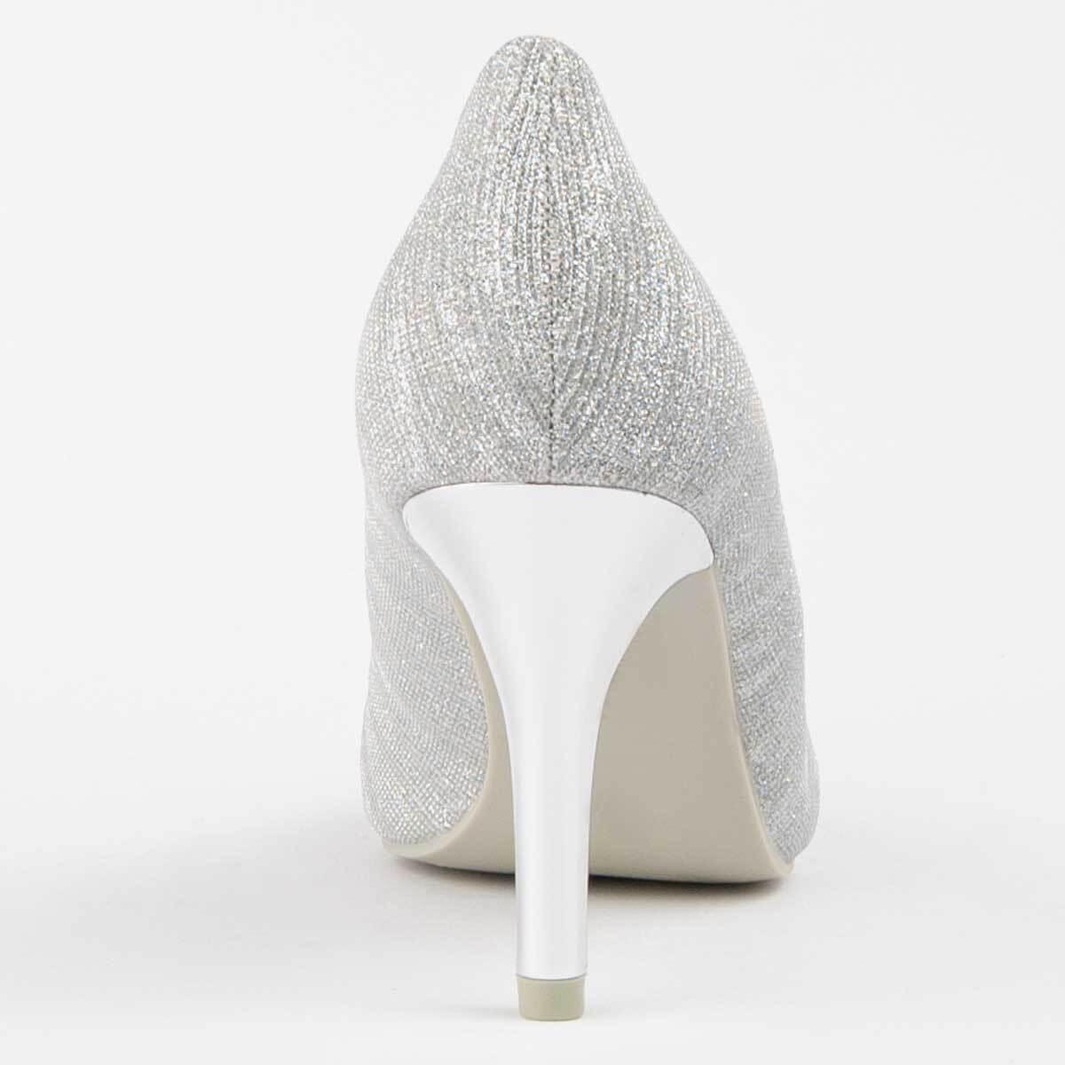 Zapato De Tacón - Plateado - Altura: 8 Cm