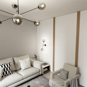 Lampada da parete LINEAR in acciaio nero con paralumi in vetro grafite
