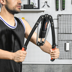 Extensor de Pecho Músculo Extensor Ajustable Ejercitador Tensores Musculación con Resistencia Ajustable 10-200 kg para Entrenamiento en Casa Oficina Viaje Negro