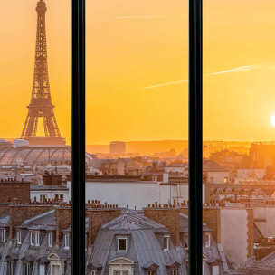 Papier peint, fenêtre sur paris Jaune