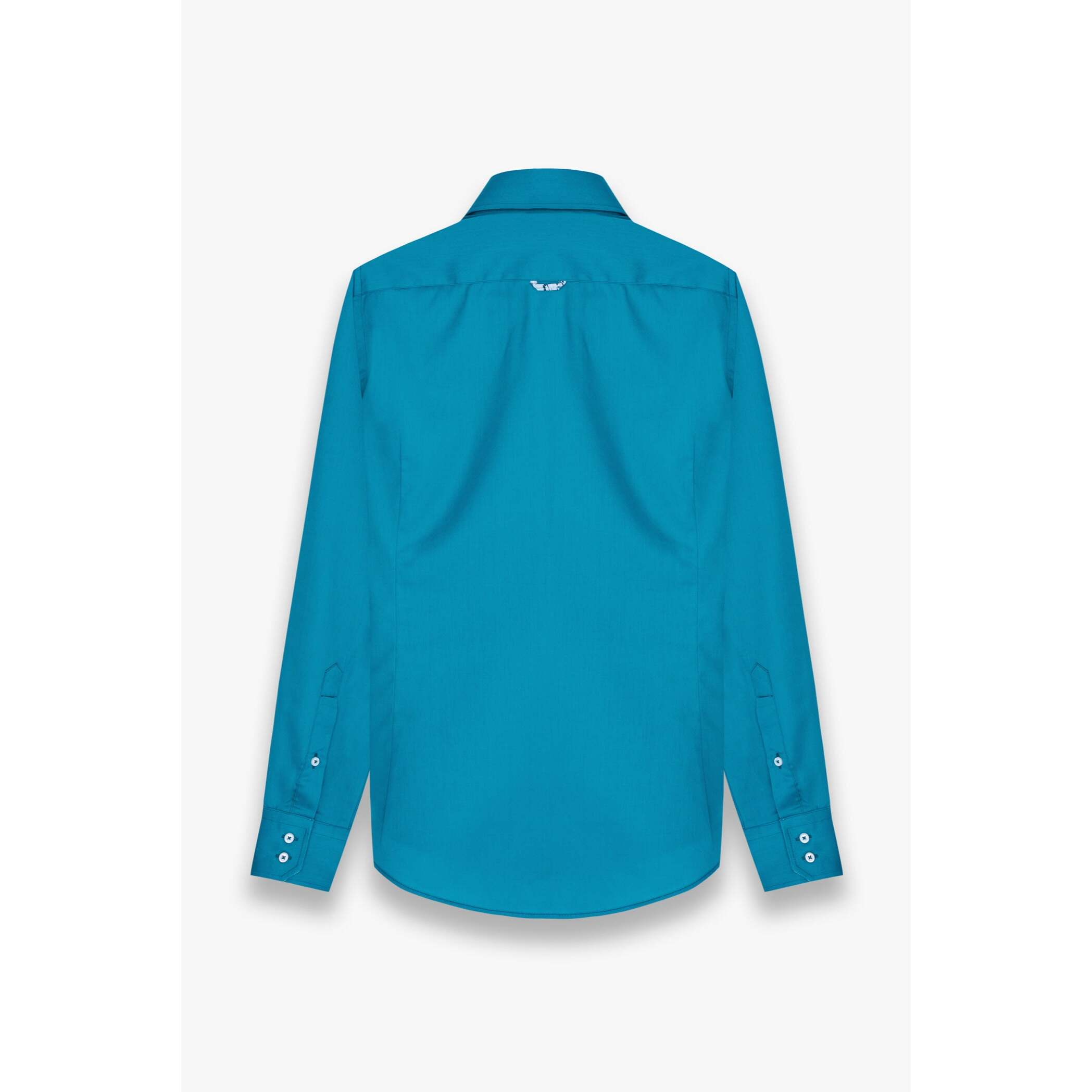 Camicia Uomo 2 Bottoni Button Down Slim Satin Unito Verde Ottanio