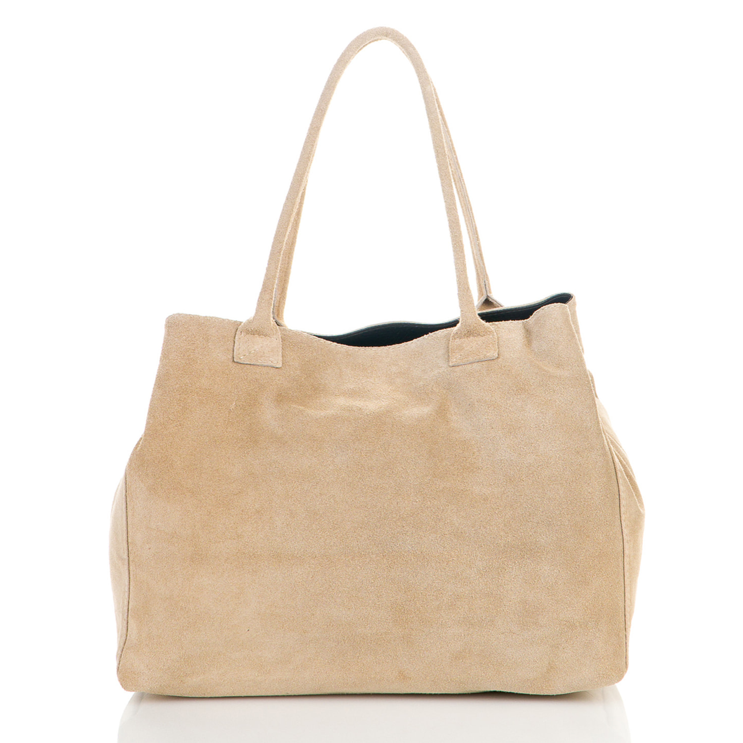 Borse Donna colore Beige-in pelle Made in Italy 41 x 28 x 7cm