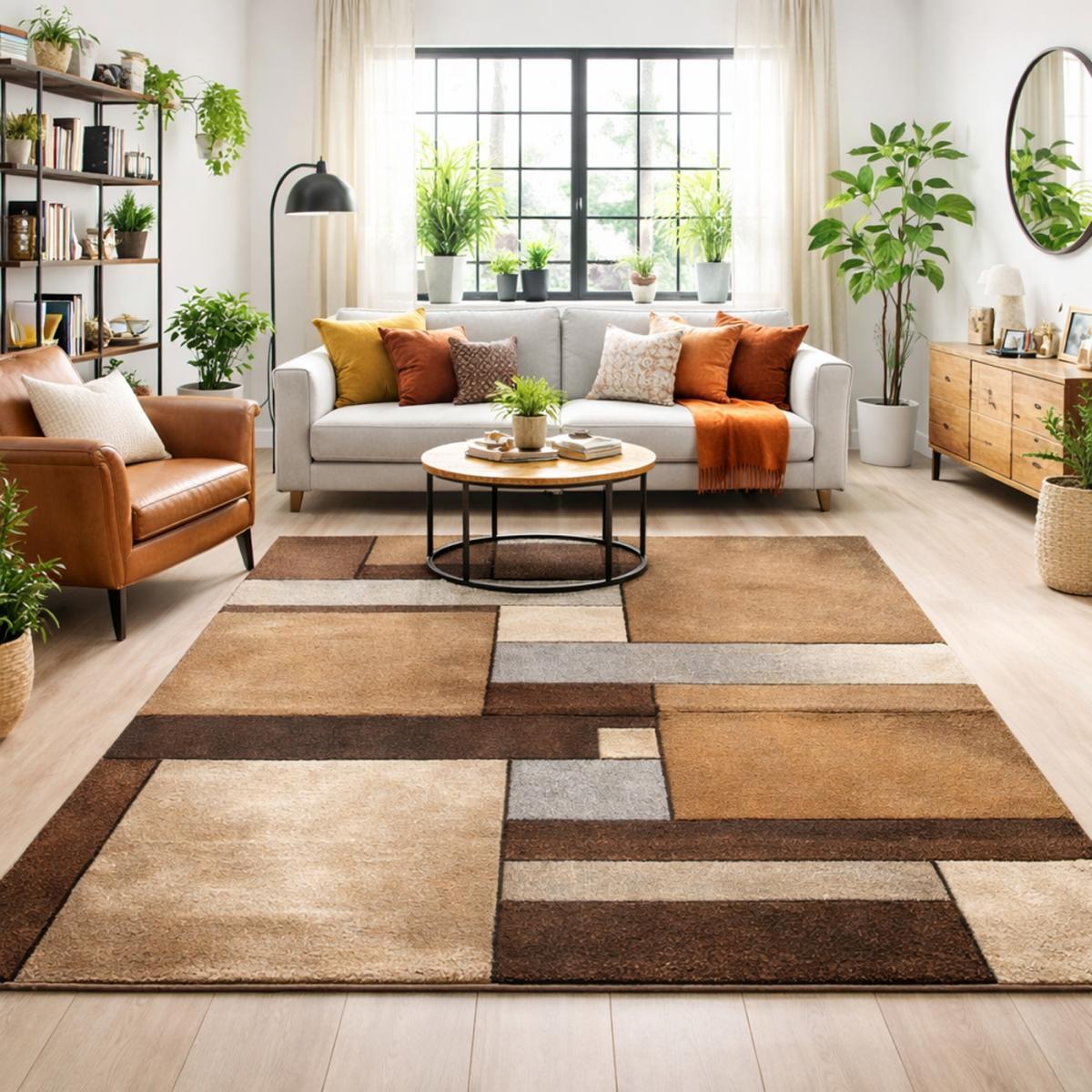 Tapis salon et chambre tissé motif géométrique TUHO