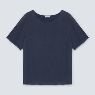 Fiorella Rubino - Blusa dritta in viscosa ECOVERO™ - Blu