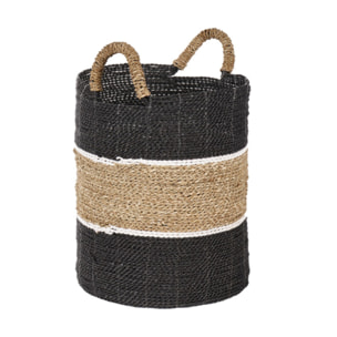 Panier rond en jonc de mer et raphia - HOOK