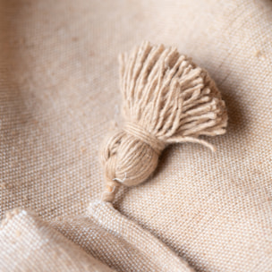 Grand plaid canapé en laine à pompons - Beige