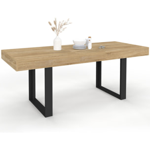 Table à manger extensible Brixton bois et noir 160-200cm