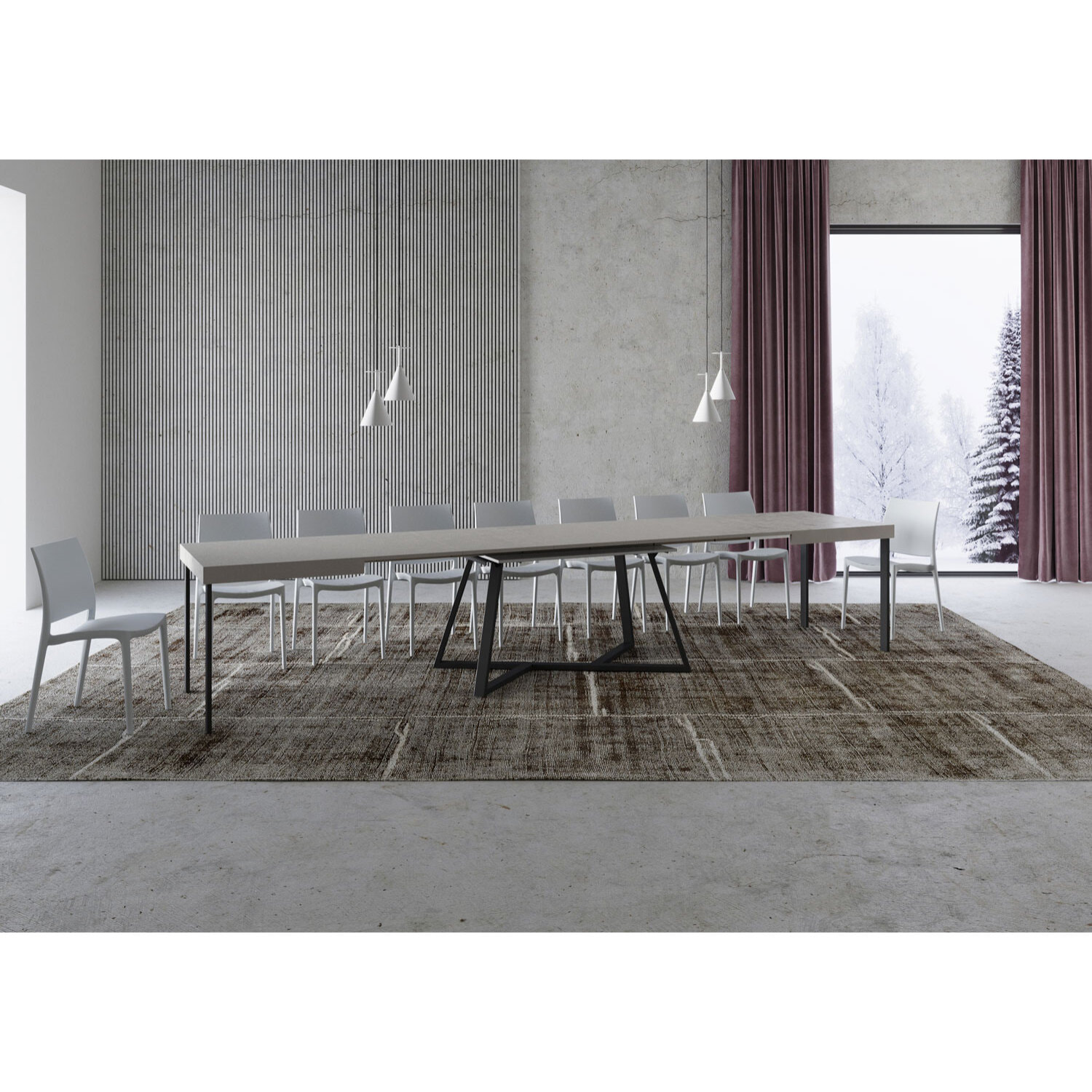 Tavolo allungabile 90x140/400 cm Booster cashmere gambe antracite