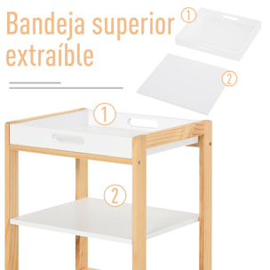 Carrito de Cocina 4 Niveles con Bandeja 40x30x76cm Blanco