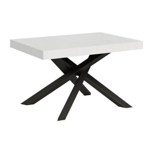 Mesa extensible 90x140/244 cm Volantis Fresno Blanco estructura Antracita