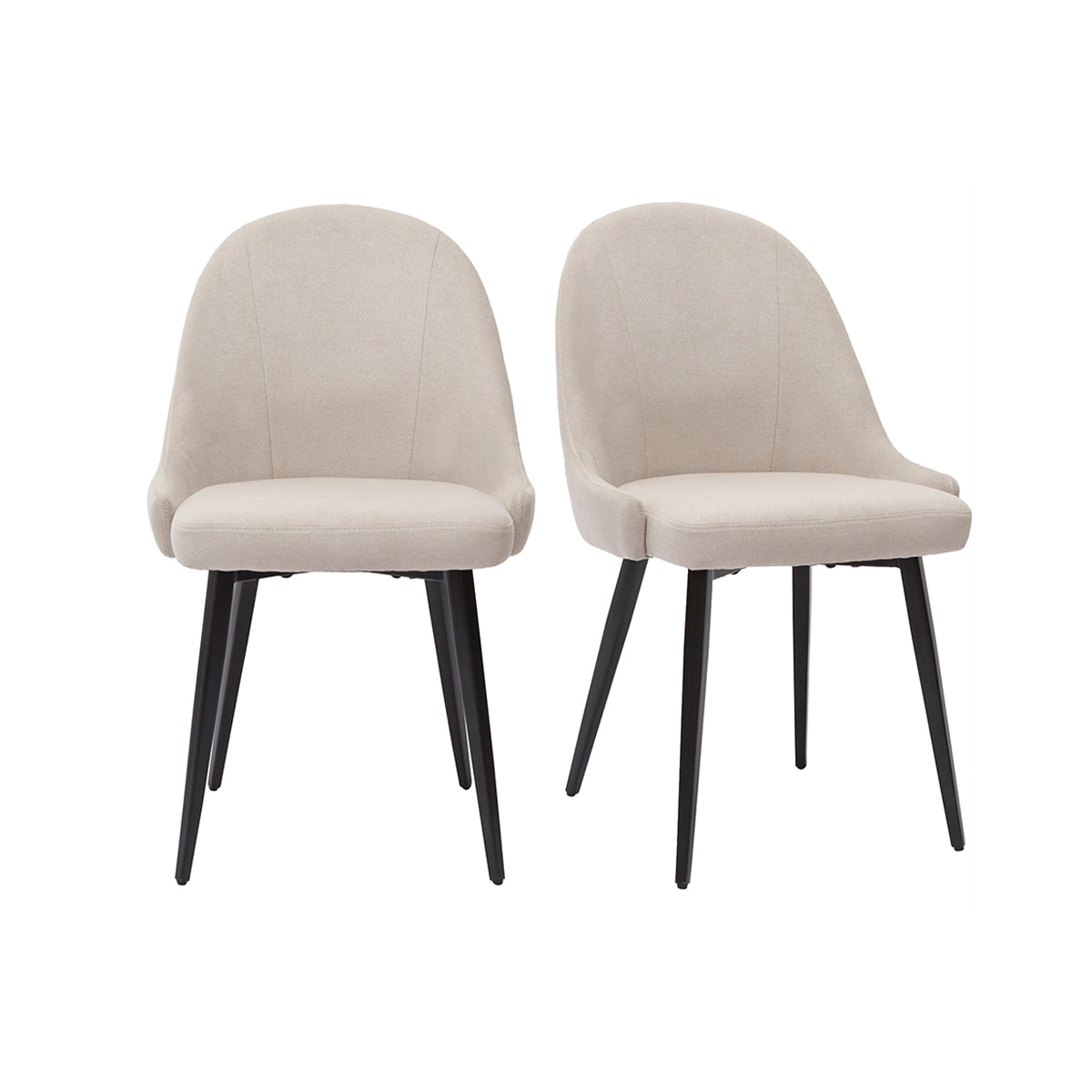 Chaises design en tissu effet velours beige et métal noir (lot de 2) REEZ