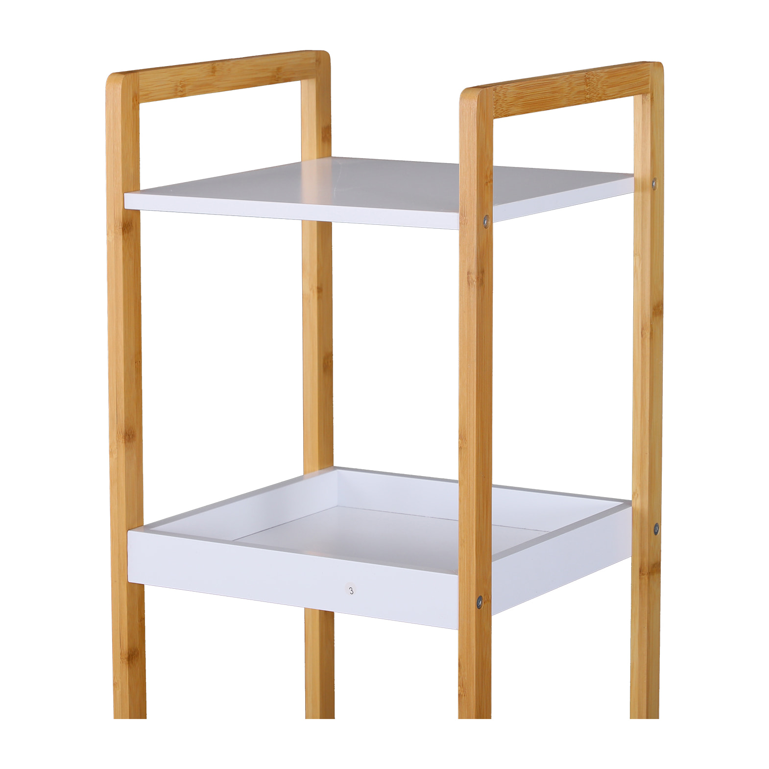 Etagère en bambou de salle de bain étagère debout 3 paniers + 2 étagères dim. 32L x 30l x 130H cm beige blanc