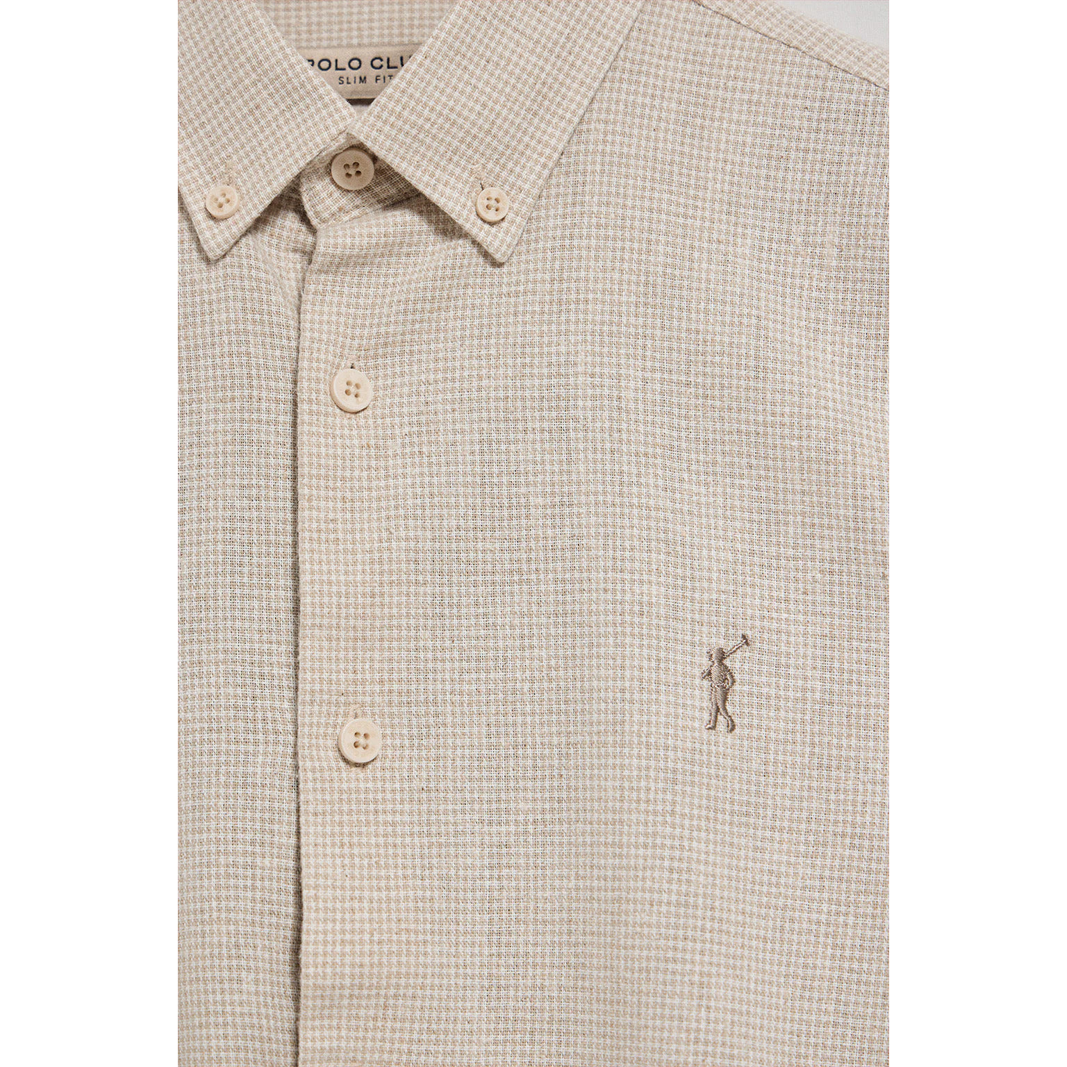 Camicia beige Williams pied de poule con logo Rigby Go ricamato