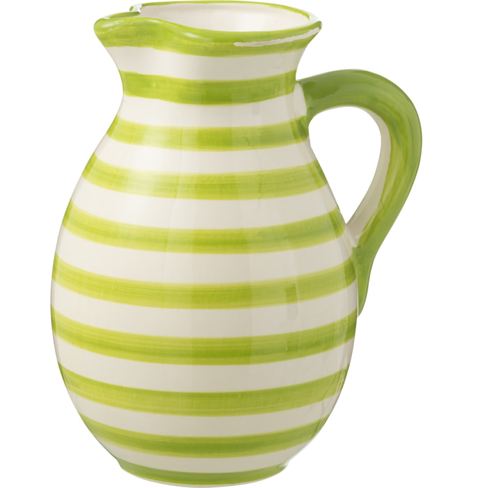 J-Line cruche Granada Stripes - céramique - blanc/vert - large