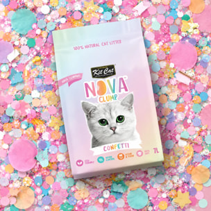 Kit Cat Arena Eco Nova Clump - Confetti 7 L Arena para gatos - Mezcla de Original, Fresa y Lavanda