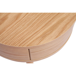 Tables de chevet rondes en bois clair avec tiroir (lot de 2) JUDITH