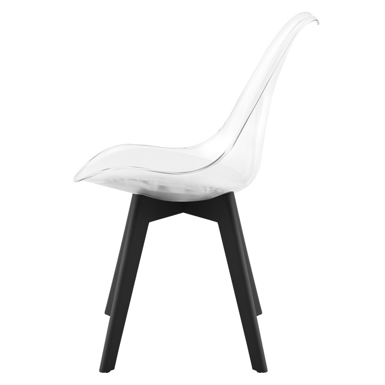 Sedia Mark trasparente con cuscino bianco e gambe nere