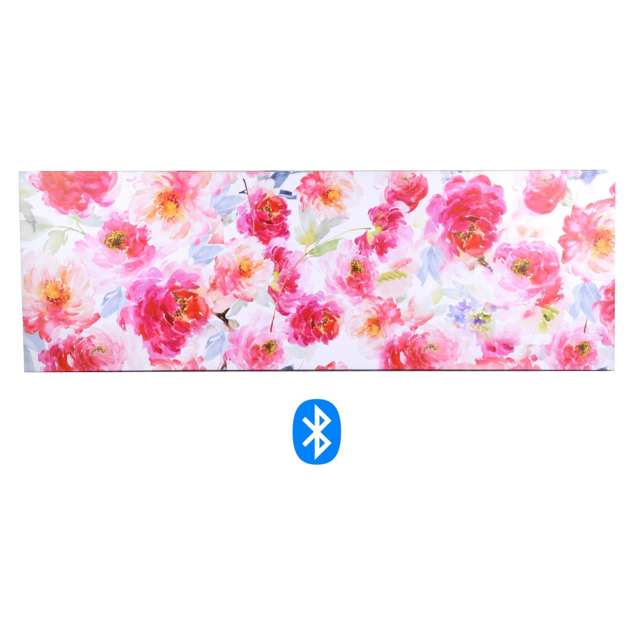 Quadro stampa con bluetooth fiori fucsia cm150x50x4