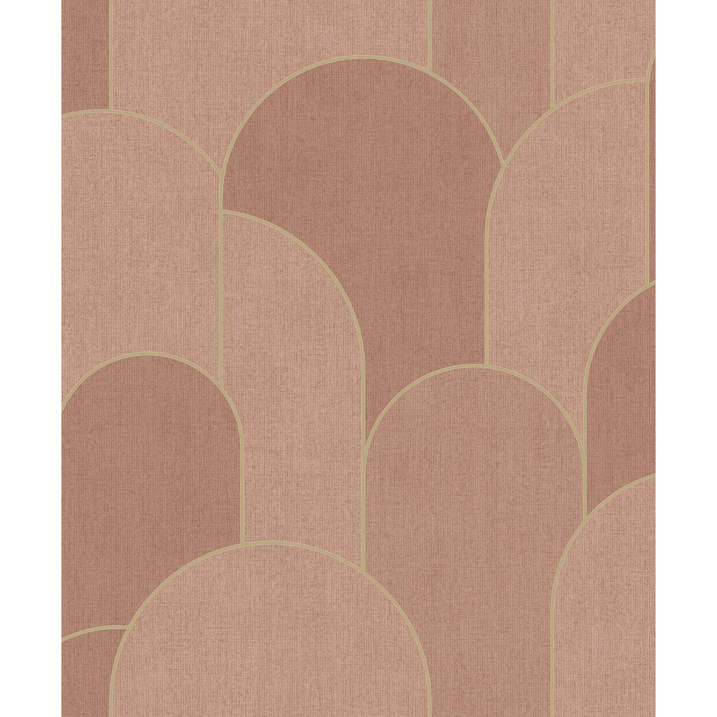 Papier peint arches art déco rose terracotta doré