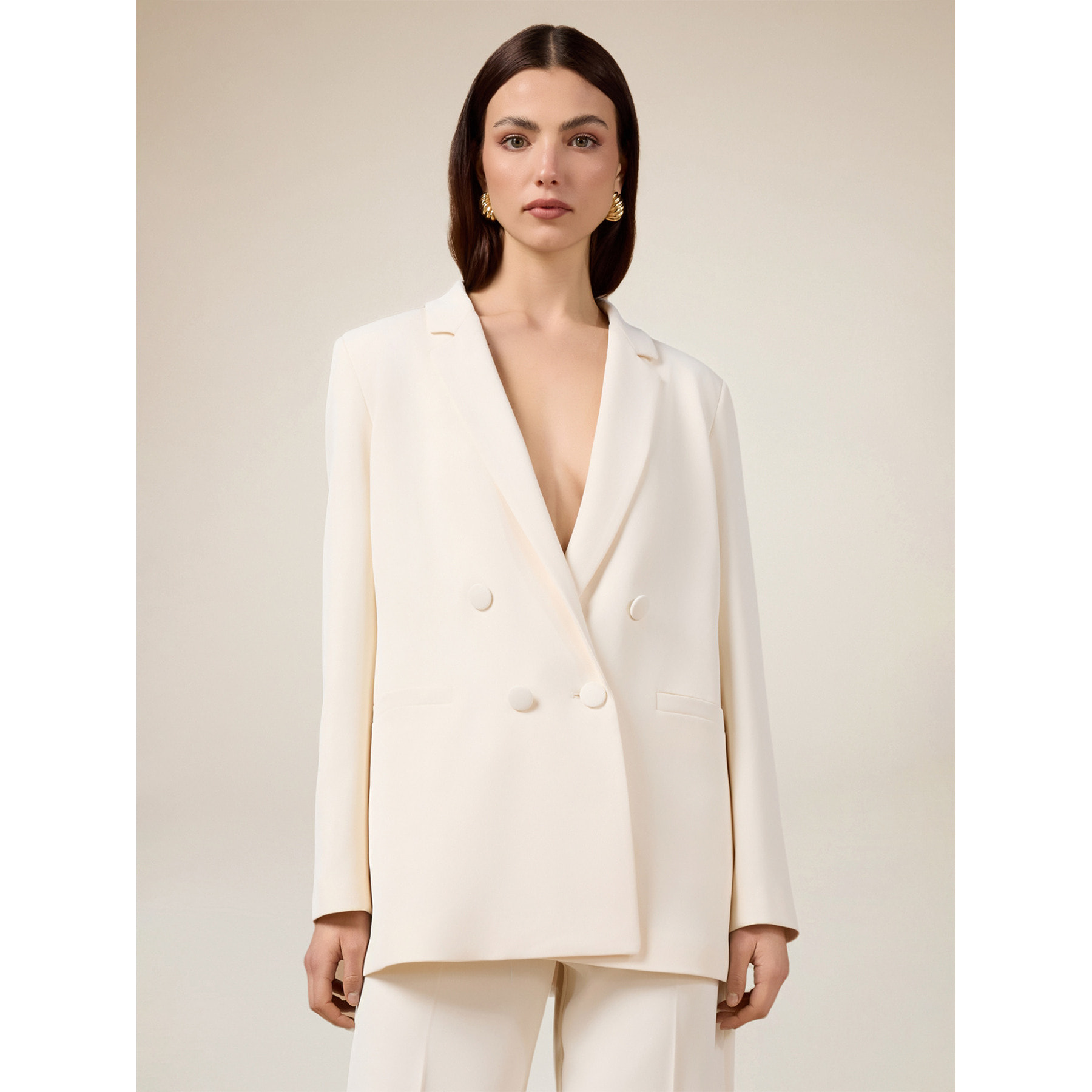 Oltre - Blazer doppiopetto in tessuto crêpe - Bianco