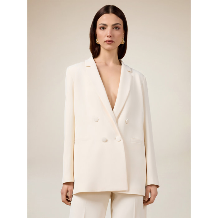 Oltre - Blazer doppiopetto in tessuto crêpe - Bianco