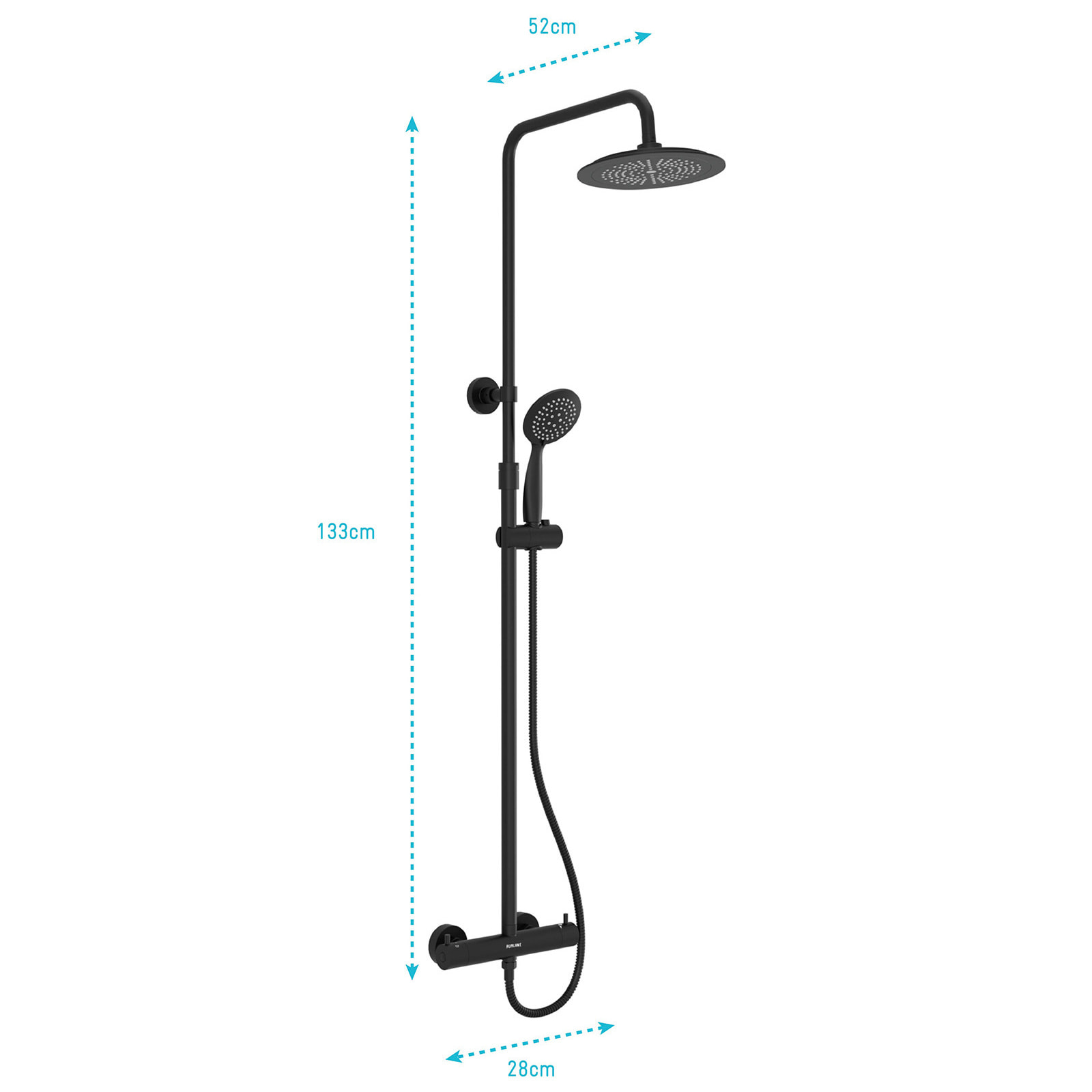Colonne de douche Thermostatique finition Noire Mate - 133x28x52 cm - MOLLY BLACK