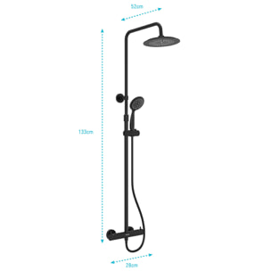 Colonne de douche Thermostatique finition Noire Mate - 133x28x52 cm - MOLLY BLACK