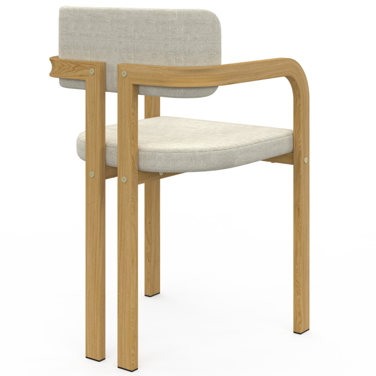 Chaises Elsa avec accoudoirs tissu beige pieds effet bois - lot de 4