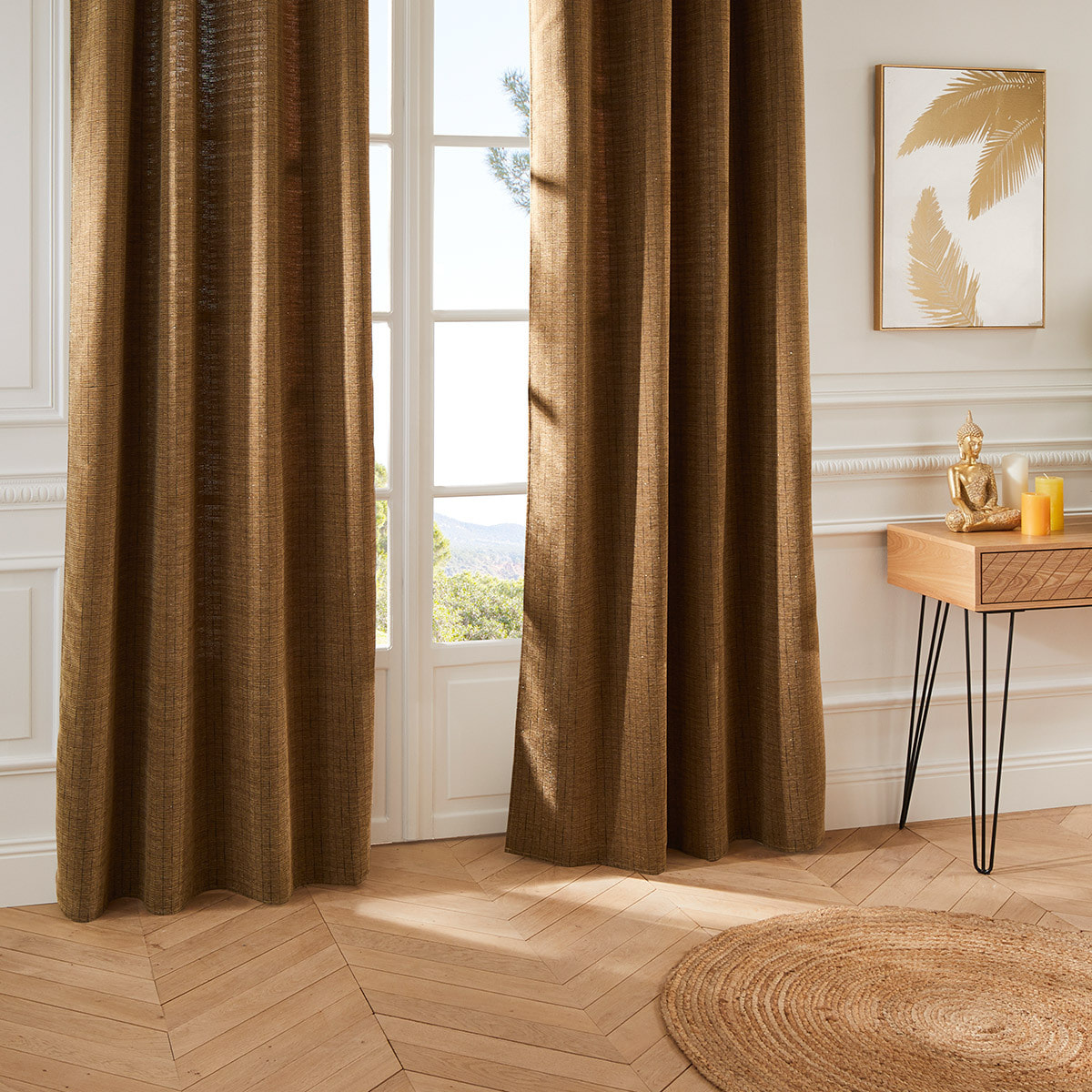 Rideau "Piliki" en métal 140x260cm jaune ocre