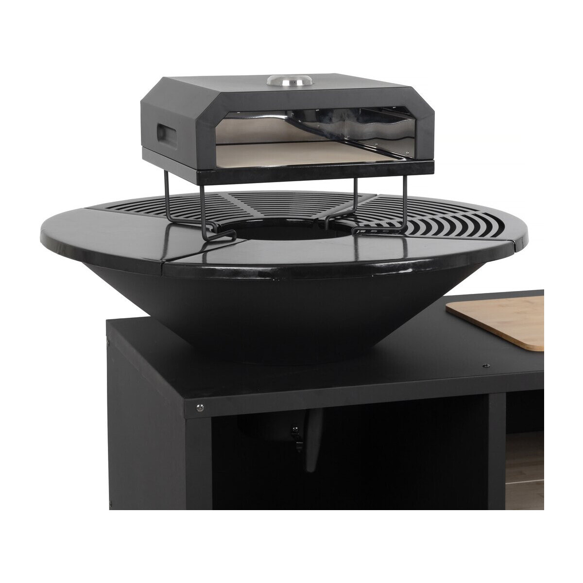 Barbecue plancha brasero avec four à pizza "Maréchal" - Ø 81 cm  - Noir