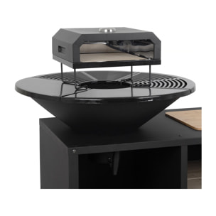 Barbecue plancha brasero avec four à pizza "Maréchal" - Ø 81 cm  - Noir