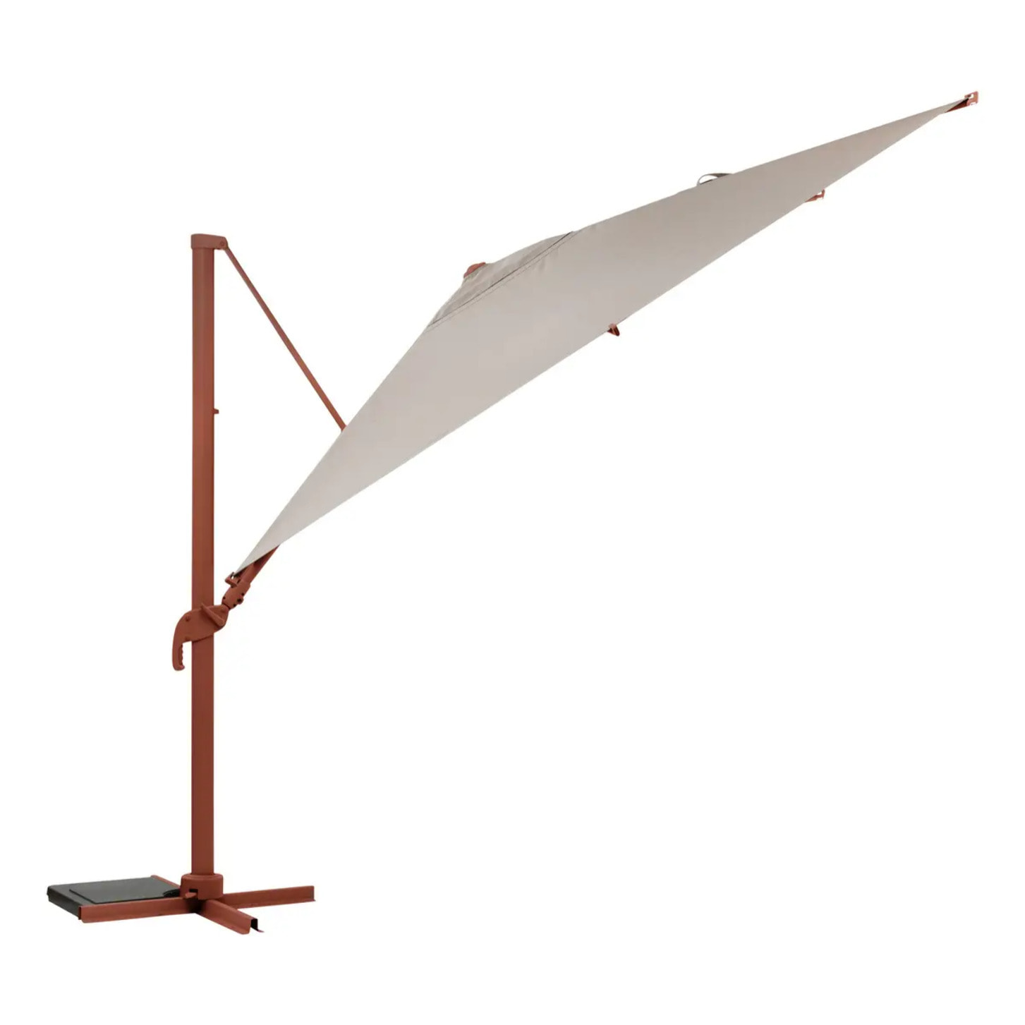 Parasol déporté rectangulaire inclinable Melhia 4x3 m acajou/lin