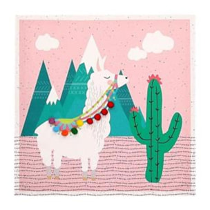 Quadro stampa lama sfondo rosa cm28x28x2,5