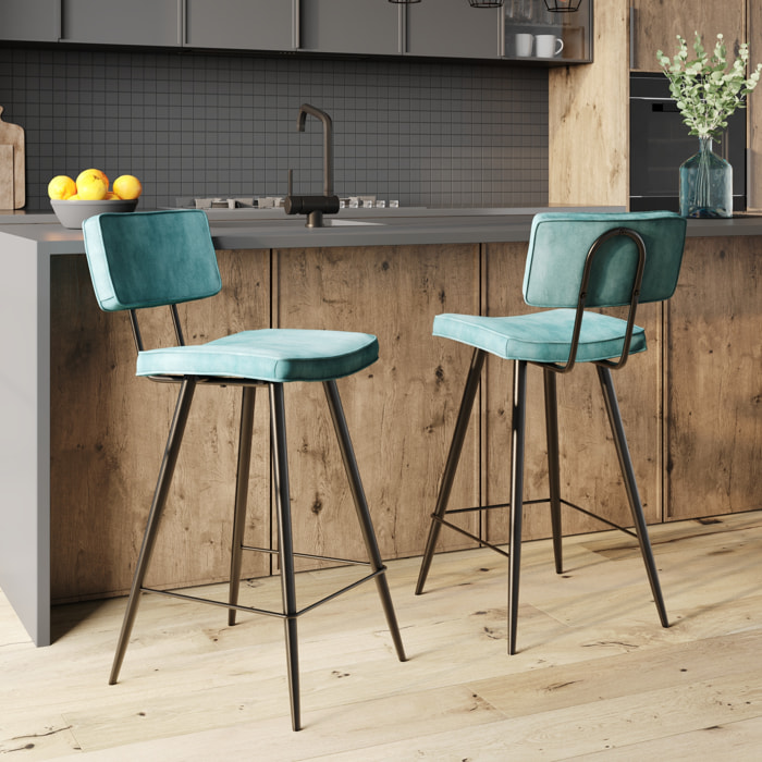 Lot de 2 chaises pour îlot central 66 cm en cuir synthétique bleu - Texas