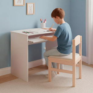 Scrivania Per Cameretta Postazione Desk PC Studio Ufficio Design Moderno Piano Scorrevole Piedini ABS Studio Compiti Lavoro 90x54x79 Cm Bianco Opaco