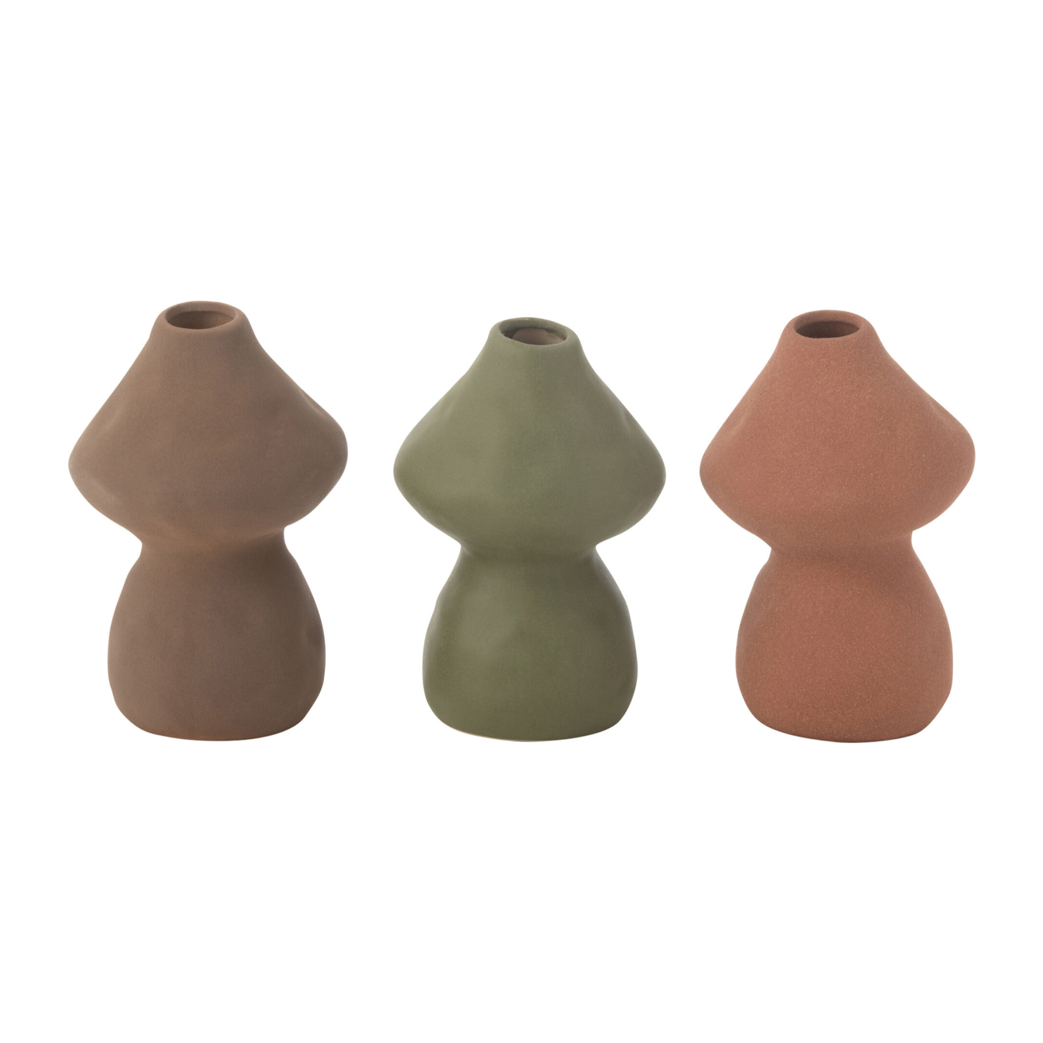 J-Line vase Champignon - porcelaine - mix - small - 3 pièces - 16 cm de hauteur