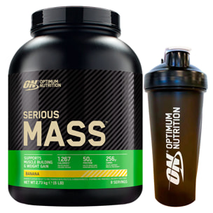 Serious Mass Gainer Proteine Whey in Polvere per la Massa Muscolare con Creatina Glutammina e Vitamine Banana 2,73kg 8 Porzioni + Shaker