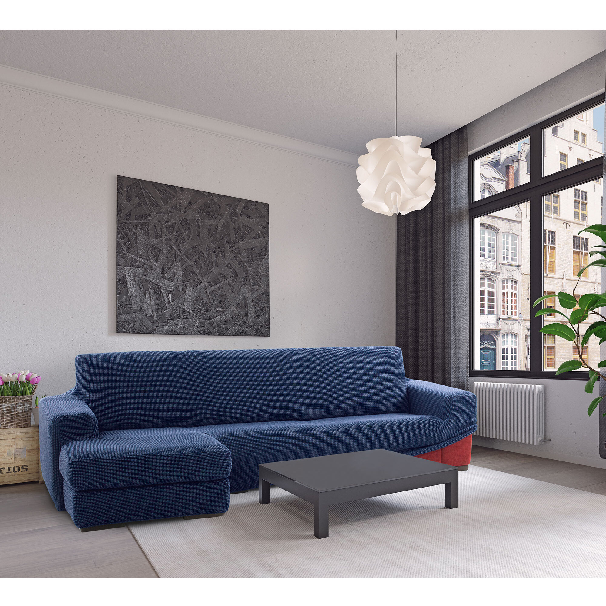 Funda para Chaise Longue izquierdo (visto de frente) brazo largo SÚPER ELÁSTICA modelo HELENA