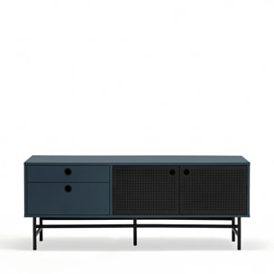 Mueble de televisión Punto 2 puertas y 2 cajones gris antracita y negro