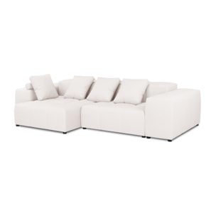 Canapé d'angle symétrique modulable "Rome" 4 places en tissu structurel blanc