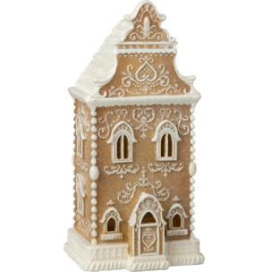 J-Line décoration Pain D'épice Maison - polyrésine - beige/blanc - LED